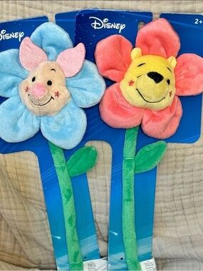 Disney Plush Flower - Blue Piglet & Pink Winnie the Pooh